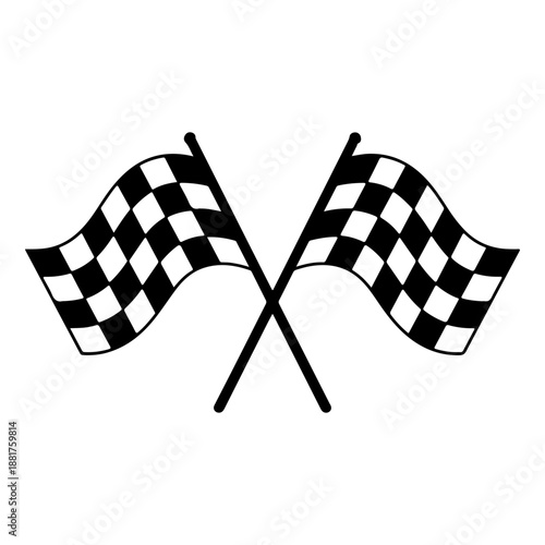Two crossed checkered flags ,checkered finish flag Black silhouette vector,finish flag  icon