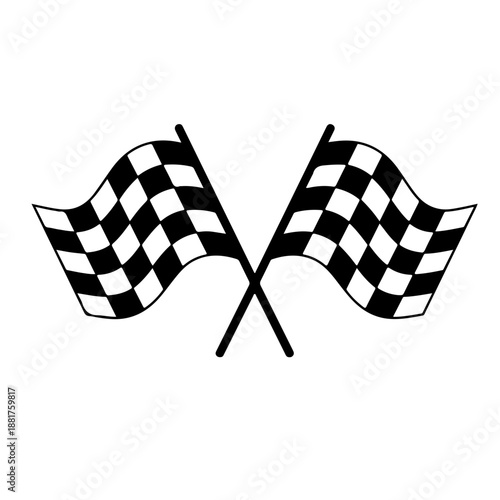 Two crossed checkered flags ,checkered finish flag Black silhouette vector,finish flag  icon