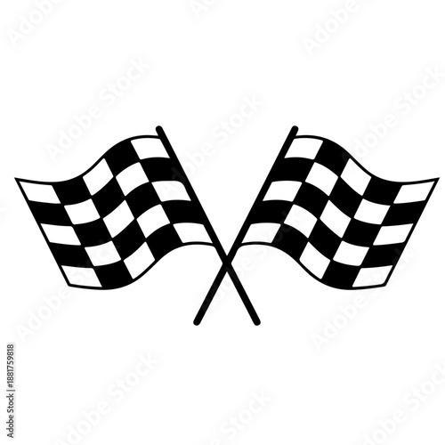 Two crossed checkered flags ,checkered finish flag Black silhouette vector,finish flag  icon