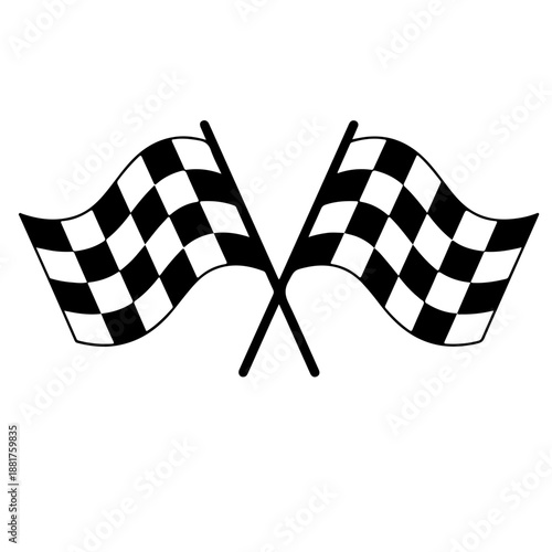 Two crossed checkered flags ,checkered finish flag Black silhouette vector,finish flag  icon