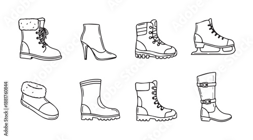 Variety of winter footwear