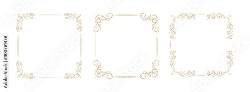 Decorative square frame collection. Vector elegant borders for retro style invitations