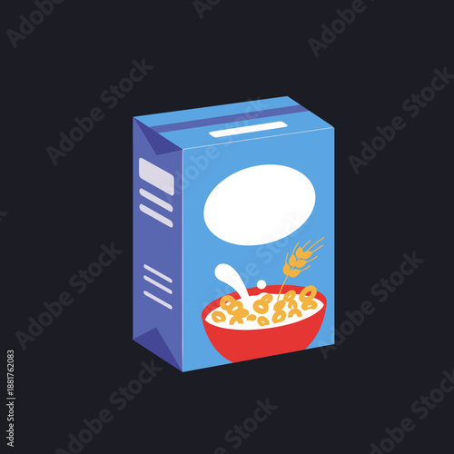 Cereal Box Packaging with Breakfast Illustration.
