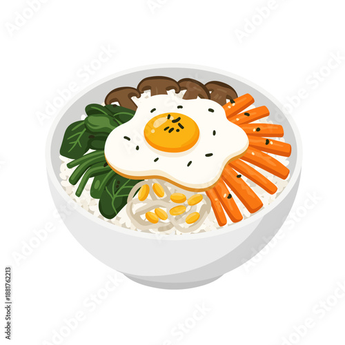 Fried Egg with Vegetables in Bowl.