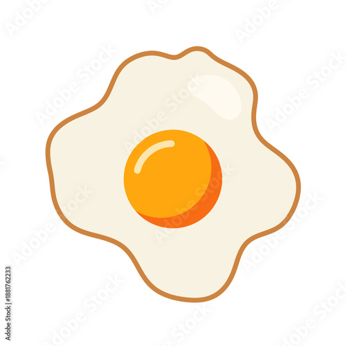 Fried Egg Yolk Cartoon Illustration.