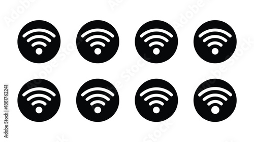 Black wifi symbols white signals