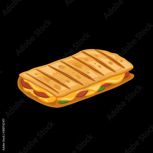 Panini Sandwich with Cheese and Vegetables.