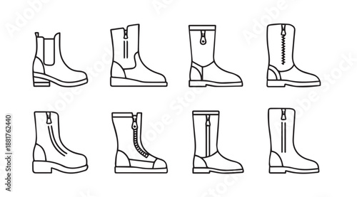 Collection of white boots with various designs