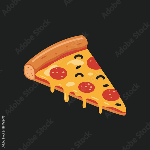 Slice of Pepperoni Pizza with Melted Cheese.