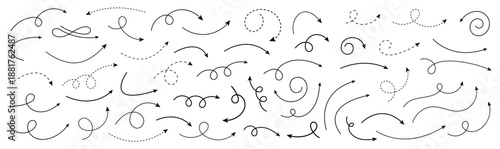 Directional Curved Arrows Icons with Smooth and Dashed Lines