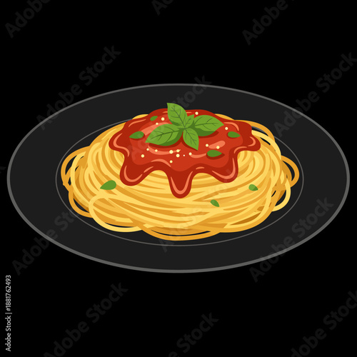 Spaghetti with Tomato Sauce and Basil.
