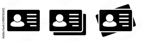 Employee Badge and ID Card Icons Set for Identification and Verification Design