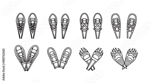 Collection of traditional snowshoes