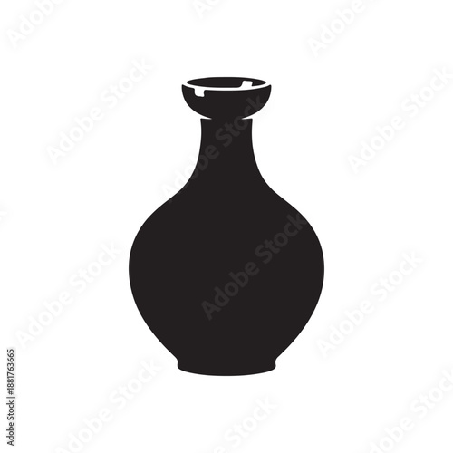 Chinese Black Ceramic Wine Bottle silhouette icon vector illustration on white background