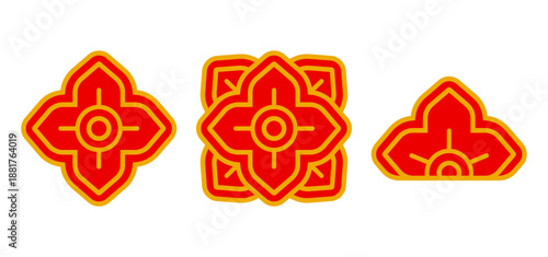Vector traditional geometric Thai ornament elements. Thai ornament icons.