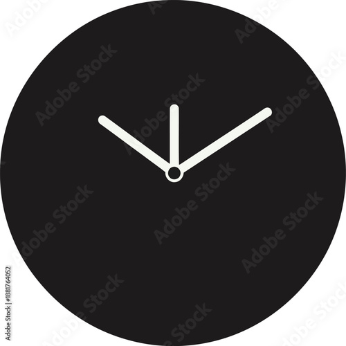 Minimalist black clock face with white hands at 3 o'clock