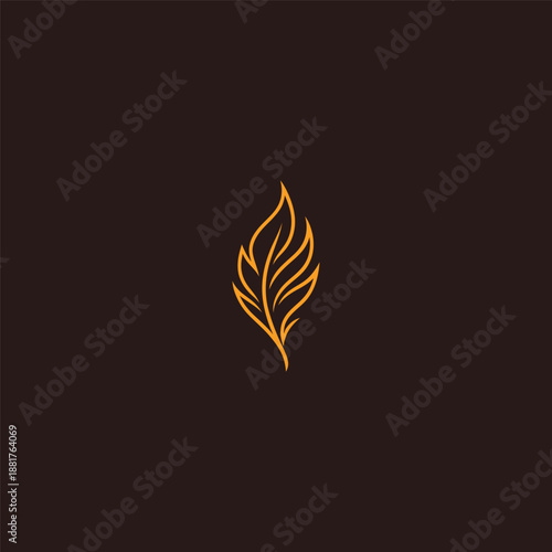 Abstract flame feather logo in dynamic and elegant line art style.