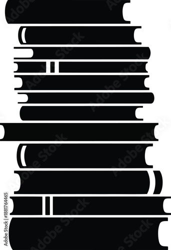 Stack of black books with white pages visible stack of books