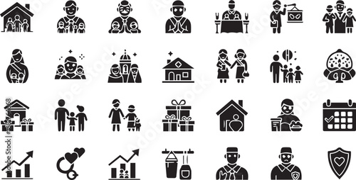 Solid Islamic Family Values, Social Welfare and Community Support Icon