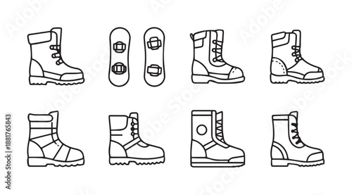 Collection of outdoor and military boots