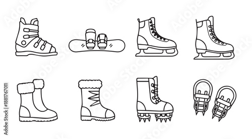 Collection of winter sports footwear