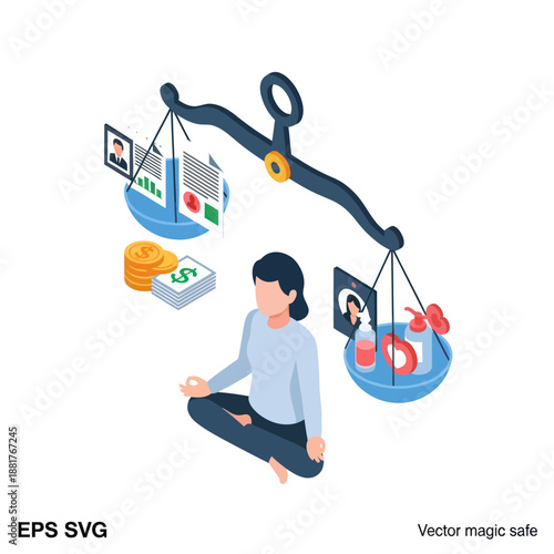 Woman Meditating with Digital Balance Scale.