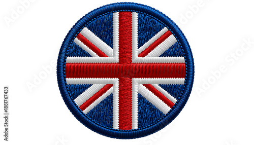UK london  flag button embroidery style