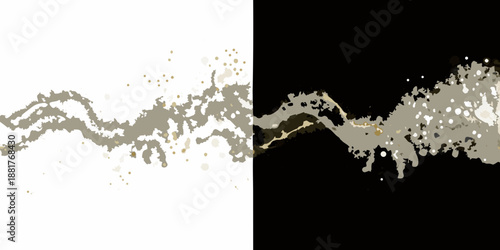 Abstract split composition featuring contrasting light and dark textures and patterns