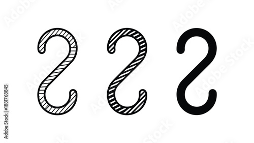 S hooks hatched striped solid black hanging metal