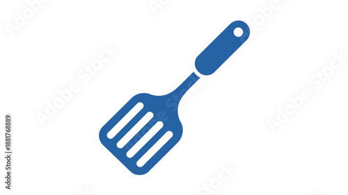 Simple blue slotted spatula a white kitchen utensil