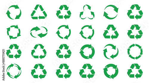 Green recycling symbols white arrows
