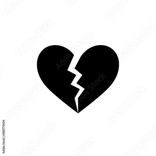Broken Heart Symbol on White Background.