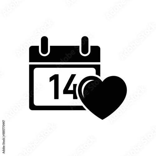 Calendar with Heart Symbol and Date.