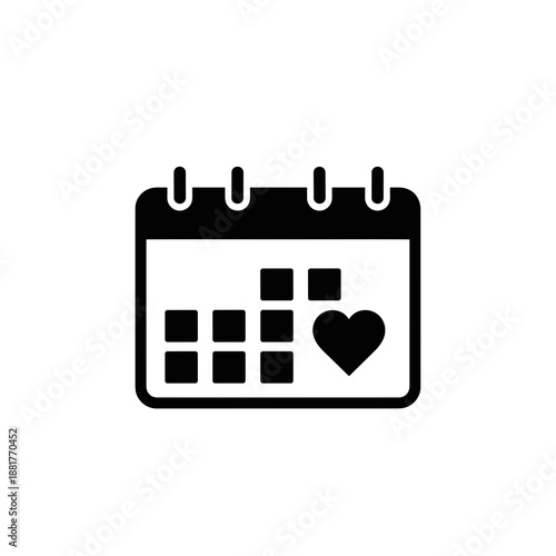 Calendar Icon with Heart Symbol.