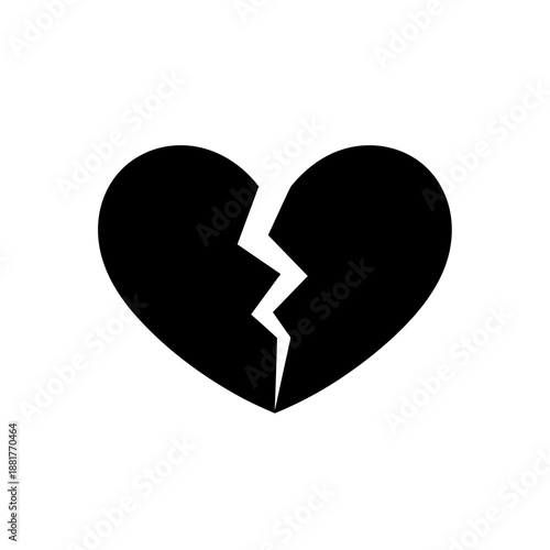 Broken Heart Symbol Black Illustration.
