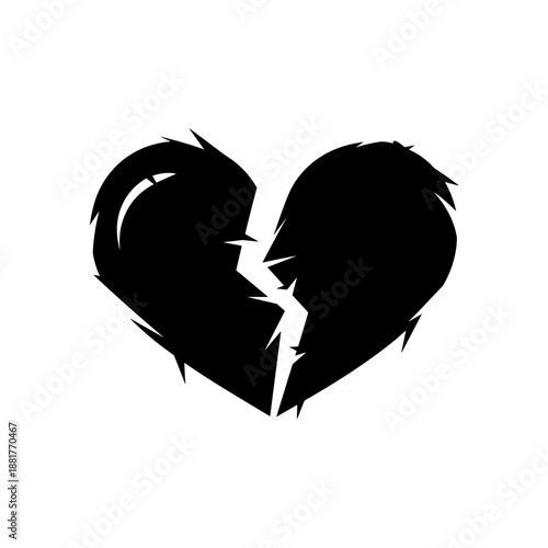Broken Heart Silhouette Cracked Heart Shape.