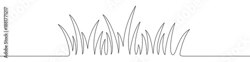 A thick tuft of grass or a section of a lawn, symbolizing nature, ecology, and spring renewal. Drawing in one line art style with editable black stroke. Vector illustration.