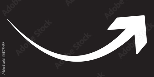 White curve arrow icon on Black background. flat style-arrow icon for your web site design, logo, app, UI. arrow indicated the direction symbol.