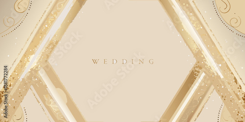 Elegant wedding invitation card with gold accents and decorative design