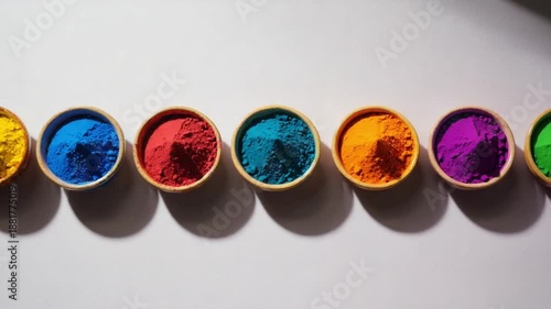 Wallpaper Mural Various bowls of colorful holi powder are displayed, Holi festival celebration Torontodigital.ca