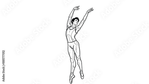 Dynamic Line Art Depiction of a Male Ballet Dancer in Graceful Pose