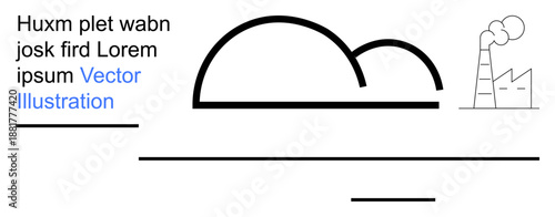 Environmental impact, industrial growth, air pollution, clean energy, sustainability, global warming. Minimalist composition with cloud and factory emitting smoke. Environmental impact and industrial