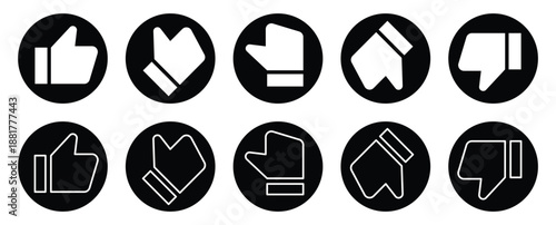 Valuation Thumbs, Black Solid Buttons Stock Vector Illustration.