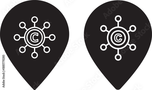 Silhouette network pin icon for communication logo