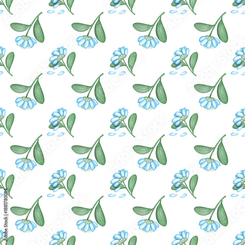 Seamless pattern  Flower watercolor spring floral set. Hand drawn pastel  flower, leaf, Cute nature. 