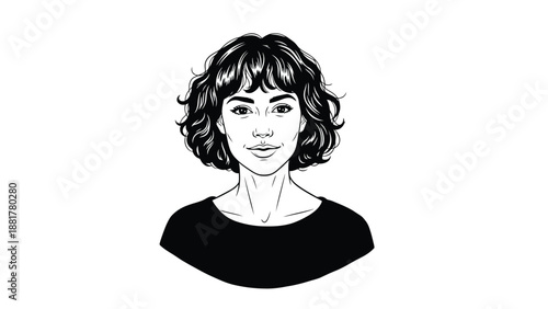 Striking portrait illustration of a woman with curly hair and a confident expression