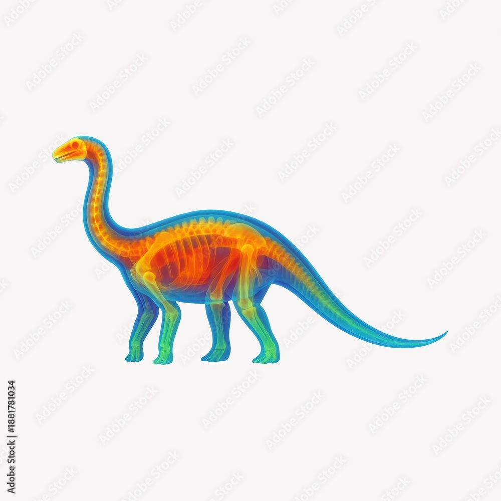 Fototapeta premium Colorful dinosaur X-ray illustration.