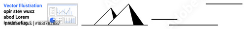 Triangles, lines, and data graph elements placed aesthetically in a clean design. Ideal for analytics, charts, infographics, geometry, education, architecture design concepts simple landing page