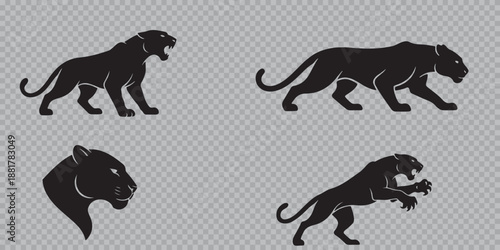 Deer Silhouette and Stag Head Logo Set, Wild Forest Buck Vector Icons in Various Poses