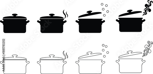 Kitchen utensils and baking equipment icons vector set on white background